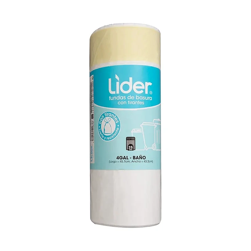 Casa Líder Fundas de Basura para Baño con Tirantes, 4 gal, 25 unidades