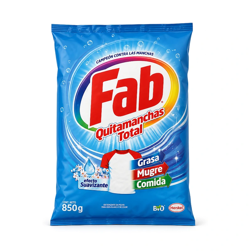 Fab Quitamanchas Total Detergente en Polvo, 850 g