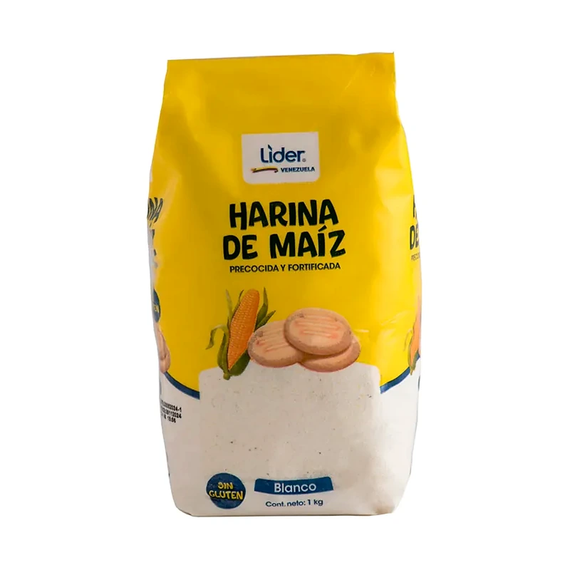 Líder Harina de Maíz Blanca Precocida y Enriquecida, 1 kg