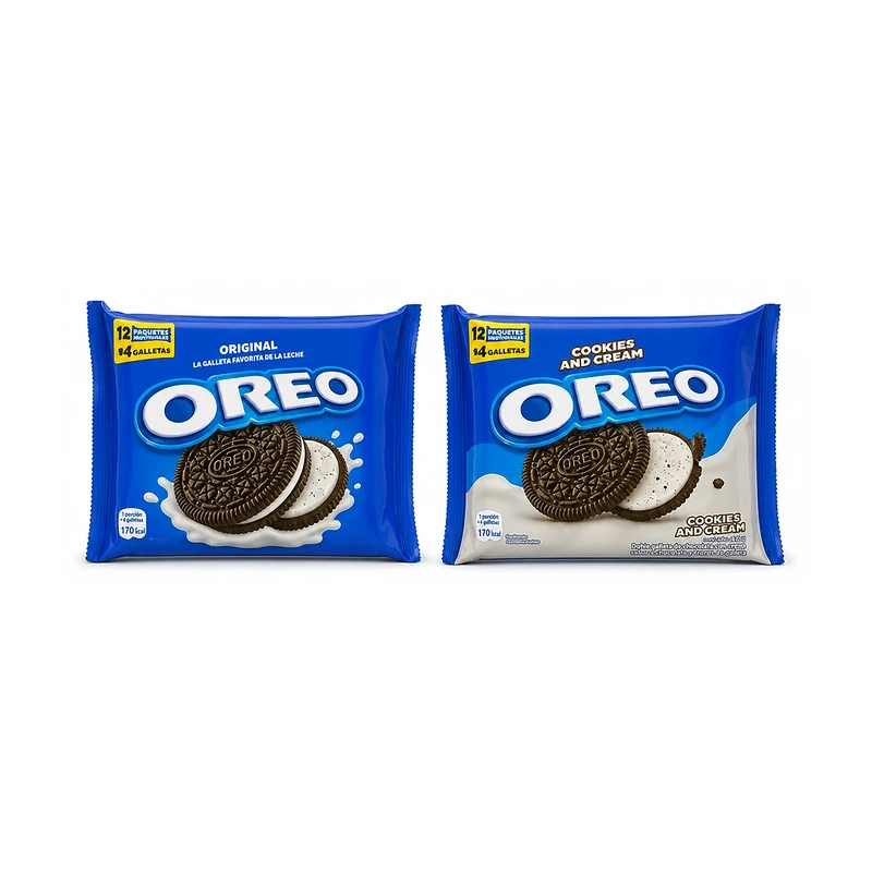 Oreo Surtido de Galletas Original y Cookies & Cream, 12 paquetes individuales de 4 galletas