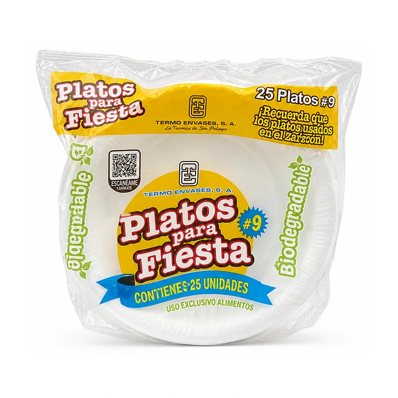 Platos para Fiesta Biodegradables, No. 9, 25 unidades