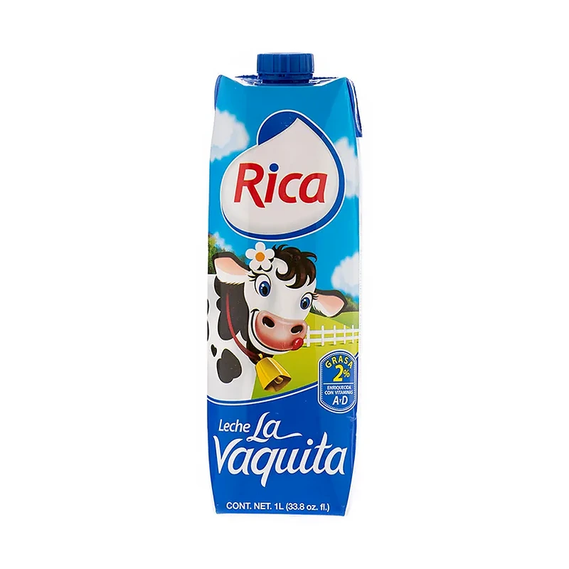 Rica Leche La Vaquita, 2% grasa, UHT, 1 L (33.8 fl oz)